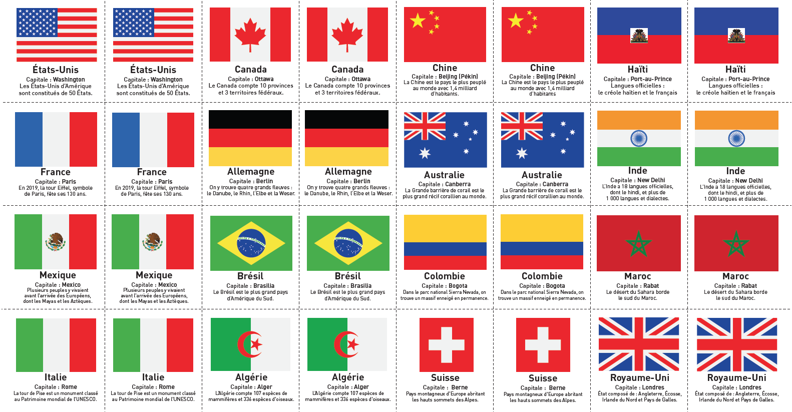 Archambault - Le jeu « Drapeaux du monde » vous fait voyager autour du monde  et découvrir les drapeaux, les pays et les capitales ! Il comporte  plusieurs variantes permettant d'augmenter le