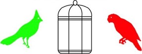 illusion d'optique classique des oiseaux en cage