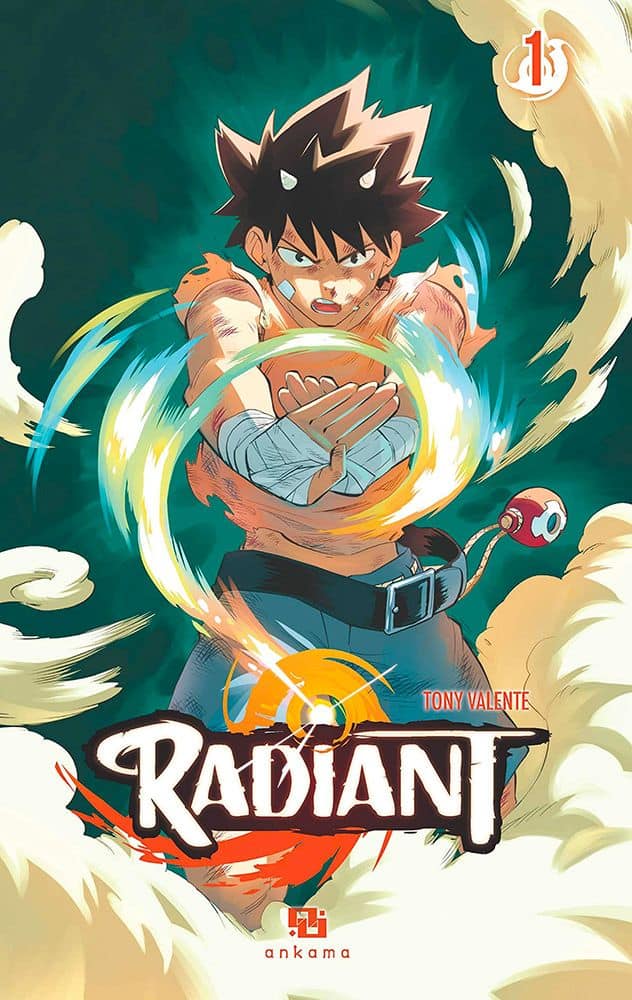 Couverture du manga Radiant avec personnage pratiquant un art martial.